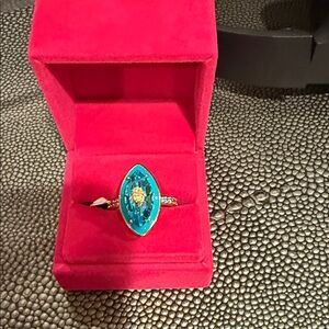 Kurt Geiger and turquoise  Eye-Shaped Ring with rainbow color band nwt